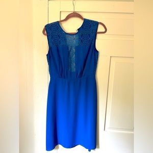 BCBGMaxAzria blue dress with lace accents. Size small.